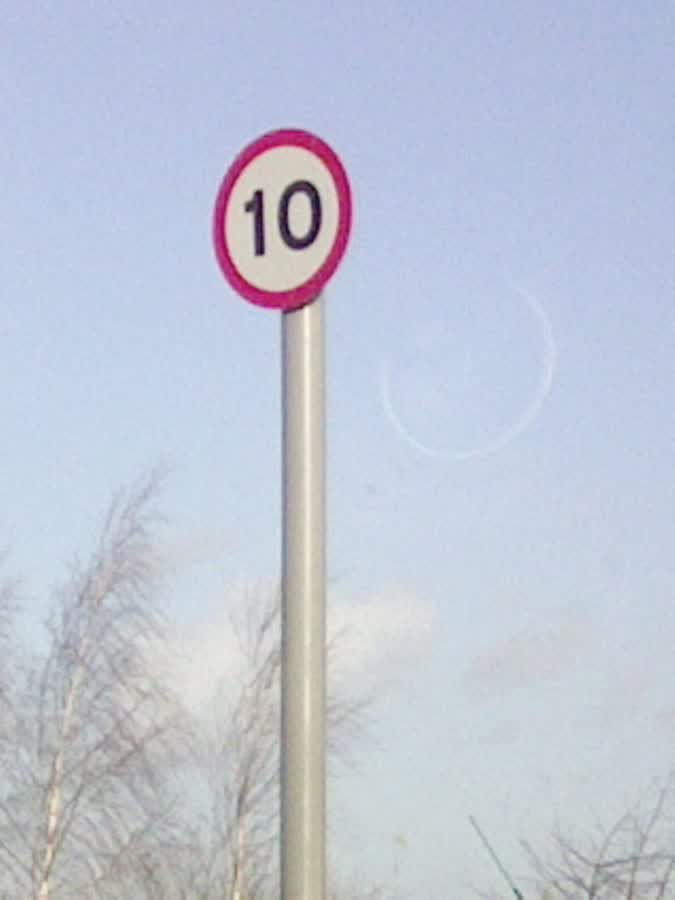 UK 10 Speed Limit Sign, close to the Aldi on High Street, Heanor