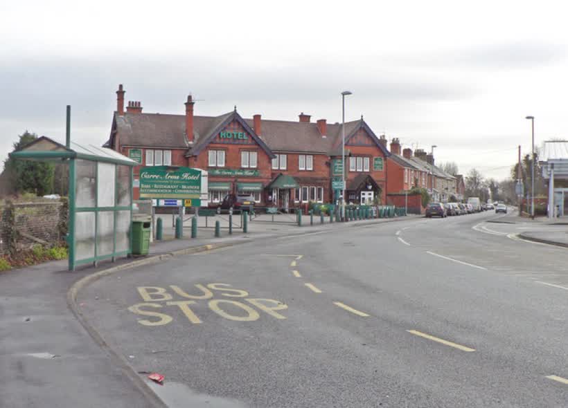 Mareham Lane and the Carre Arms Hotel, Sleaford, close to the Aldi on Mareham Lane, Sleaford