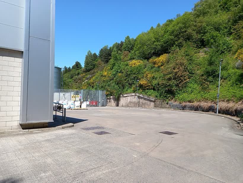 A peek round the back of the Aldi store, close to the Aldi on Holyhead Road, Telford
