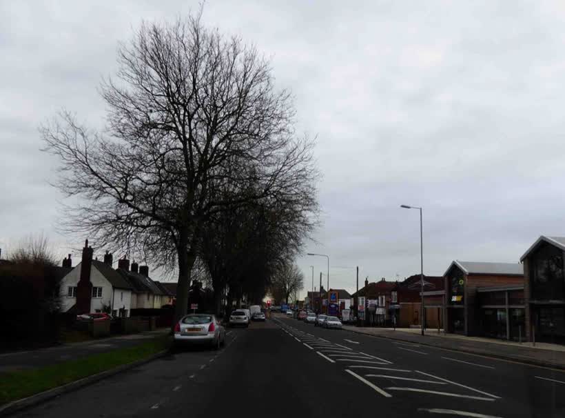 On the right Tesco Express and an Aldi on the A15 leaving Lincoln, close to the Aldi on Wragby Road, Lincoln