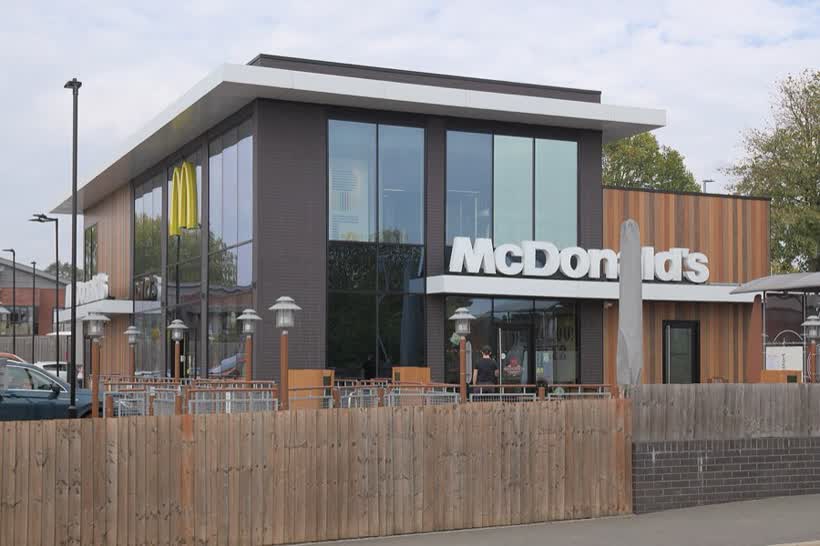 McDonalds restaurant at the Edwalton Retail Park in Sharphill., close to the Aldi on Zambra Court, Nottingham