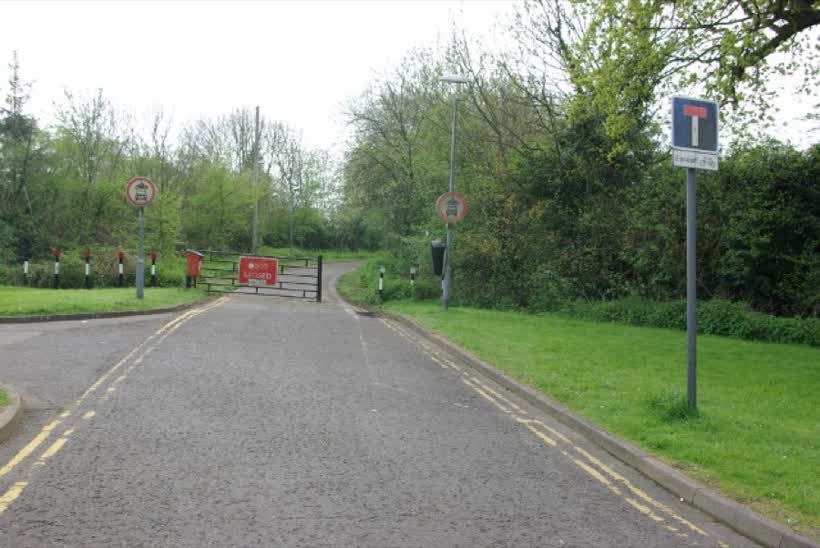 Shultern Lane This is the eastern end of the lane, which is closed to motor traffic., close to the Aldi on Shultern Lane, Coventry