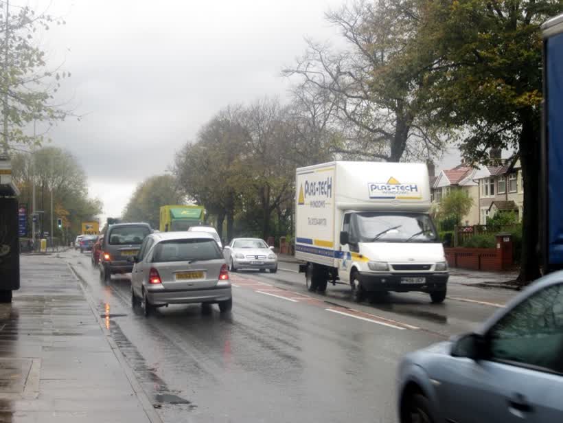 Traffic on Morecambe Road, close to the Aldi on Morecambe Road, Lancaster