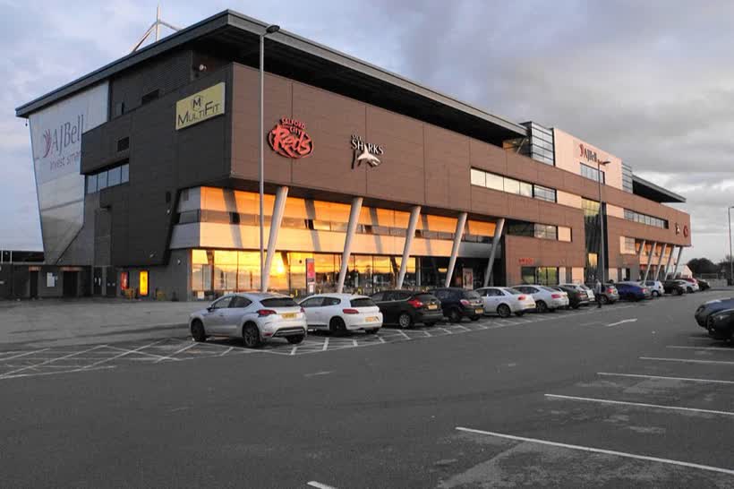 The A J Bell Stadium, close to the Aldi on Stadium Way, Barton