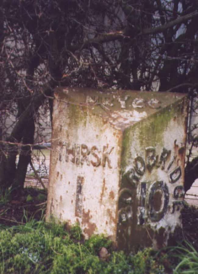 Old Milestone, on the B1448 (was A168), Topcliffe Road, close to the Aldi on Topcliffe Road, Sowerby