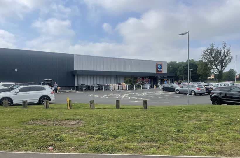 Aldi supermarket, close to the Aldi on Watling Road, Bishop Auckland