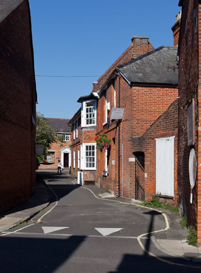 Lane running from The Hundred to Love Lane, close to the Aldi on The Hundred, Romsey