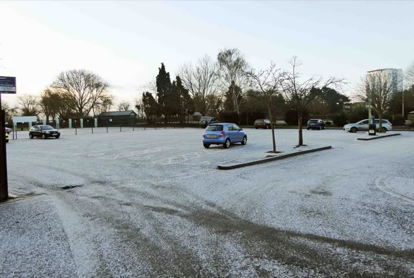 A frosty morning in Cripplegate Park car park, Tybridge Street, Worcester, close to the Aldi on Tybridge Street, Worcester