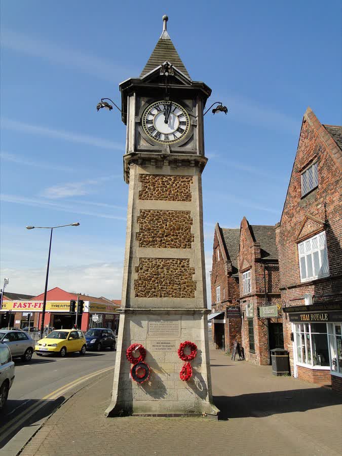 Gaywood WW1 Memorial Clock Tower, close to the Aldi on Queen Mary Road, King's Lynn