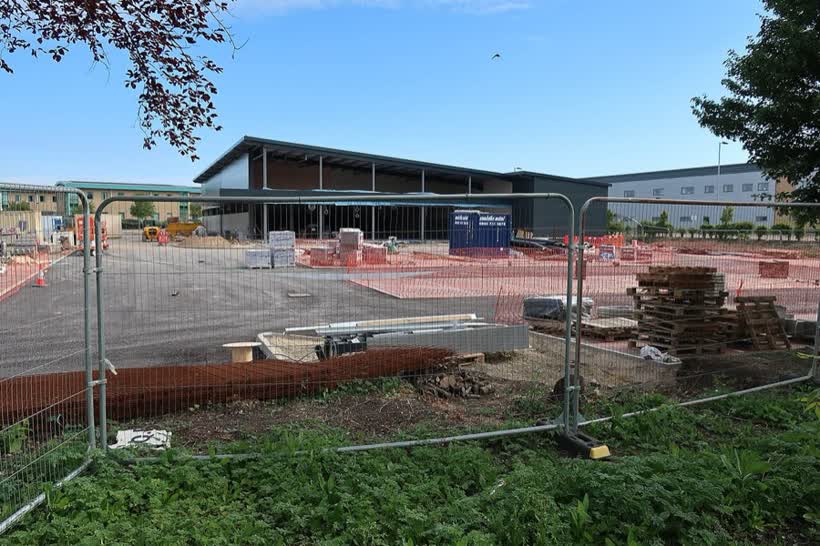 Aldi under construction, St Ives, close to the Aldi on Stocks Bridge Way, St Ives