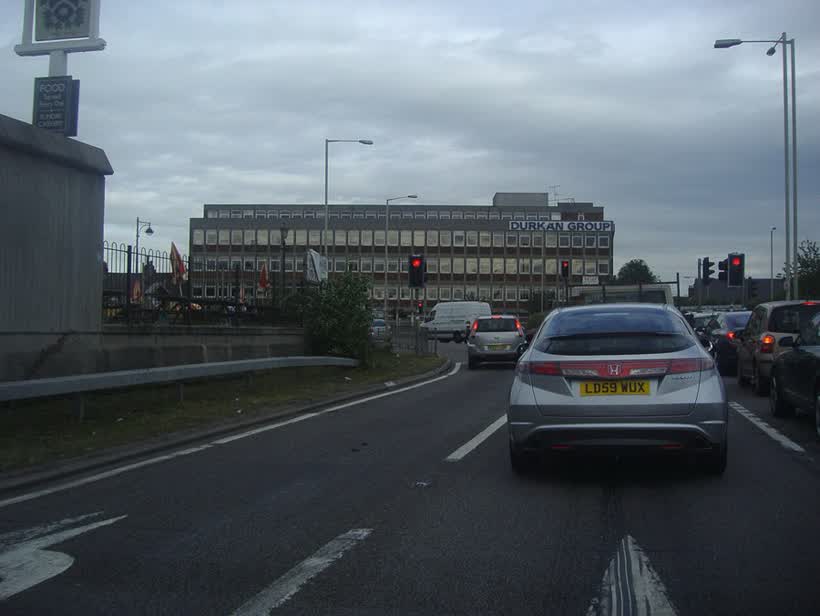 Durkan Group offices and roundabout, close to the Aldi on Sturlas Way, Waltham Cross