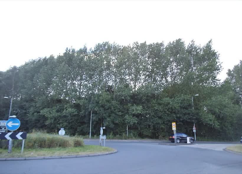 Roundabout on the A5120, Ampthill, close to the Aldi on Ampthill Road, Bedford