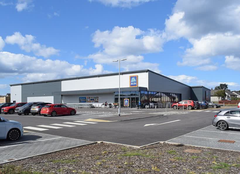 Macduff Aldi, close to the Aldi on Duff Street, Macduff