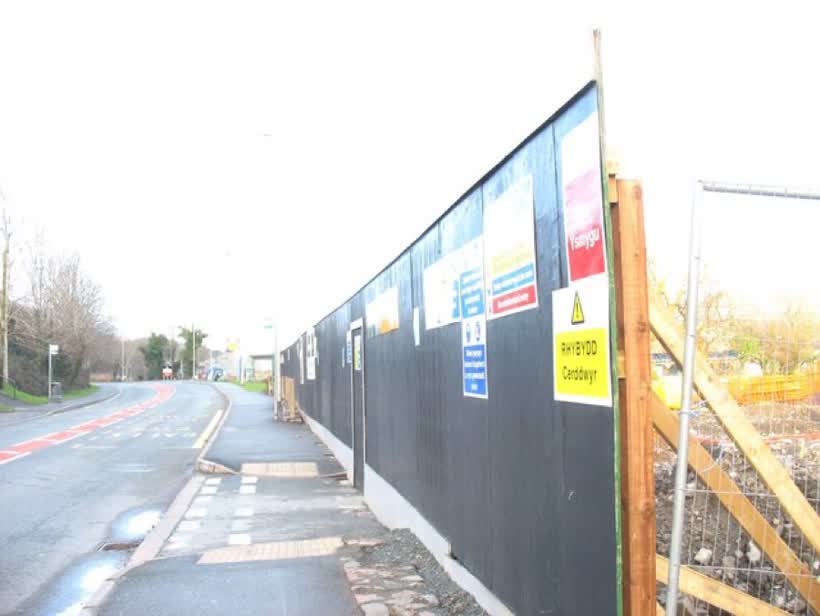 Hoardings around the Aldi construction site, close to the Aldi on Ffordd Penamser, Porthmadog