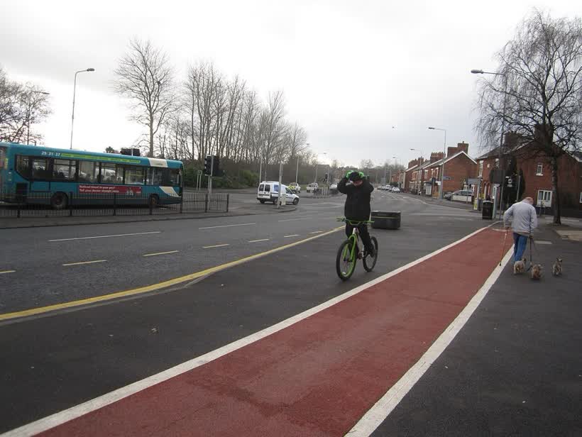 A 54 High Street junction with Dene Drive and Grange Lane, Winsford, close to the Aldi on Dene Drive, Winsford