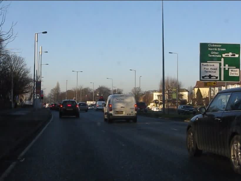 Queens Drive approaching Mill Lane, close to the Aldi on Queens Drive, Liverpool
