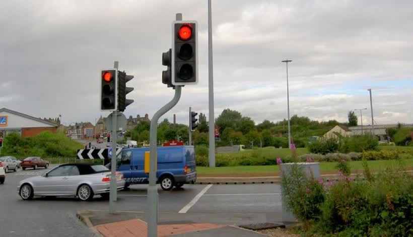 Stairfoot roundabout with Aldi supermarket. Coming from the east (Wombwell)., close to the Aldi on Doncaster Road, Barnsley