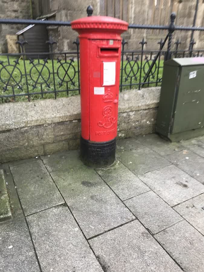 Postbox outside St Martin church, close to the Aldi on Church Street, Camborne
