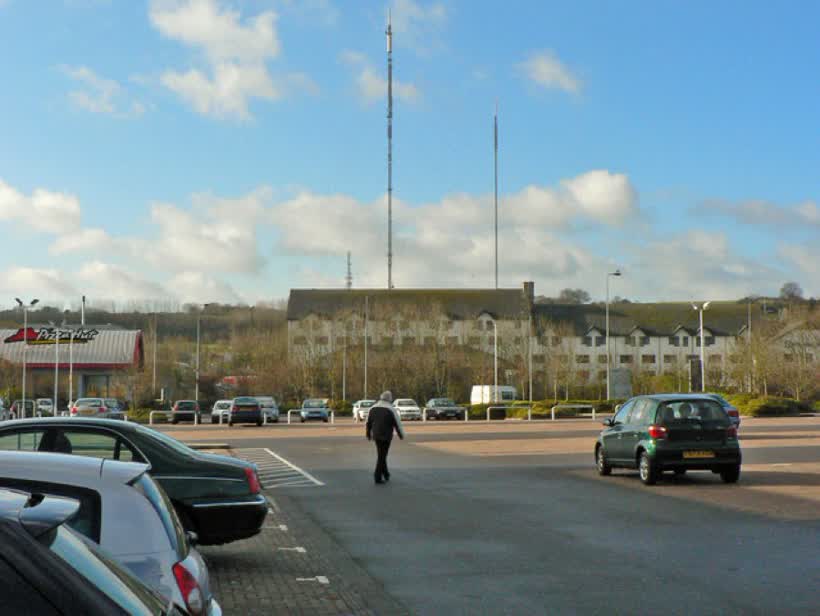 Copthorne Hotel on Culverhouse Cross, Cardiff Taken from the shopping area on this side of the roundabout the photograph inccludes the TV mast of Wenvoe., close to the Aldi on Culverhouse Cross, Cardiff