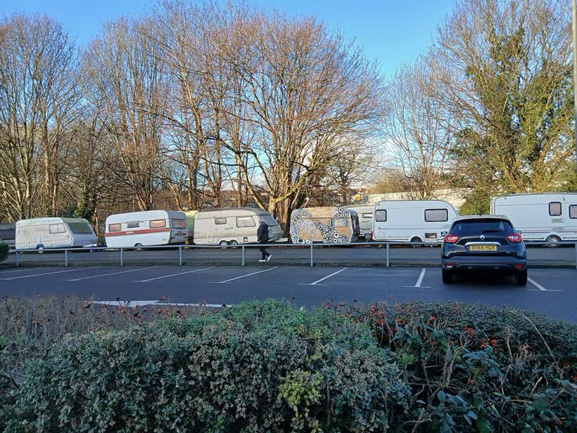 Caravans on Petherbridge Way, close to the Aldi on Petherbridge Way, Bristol
