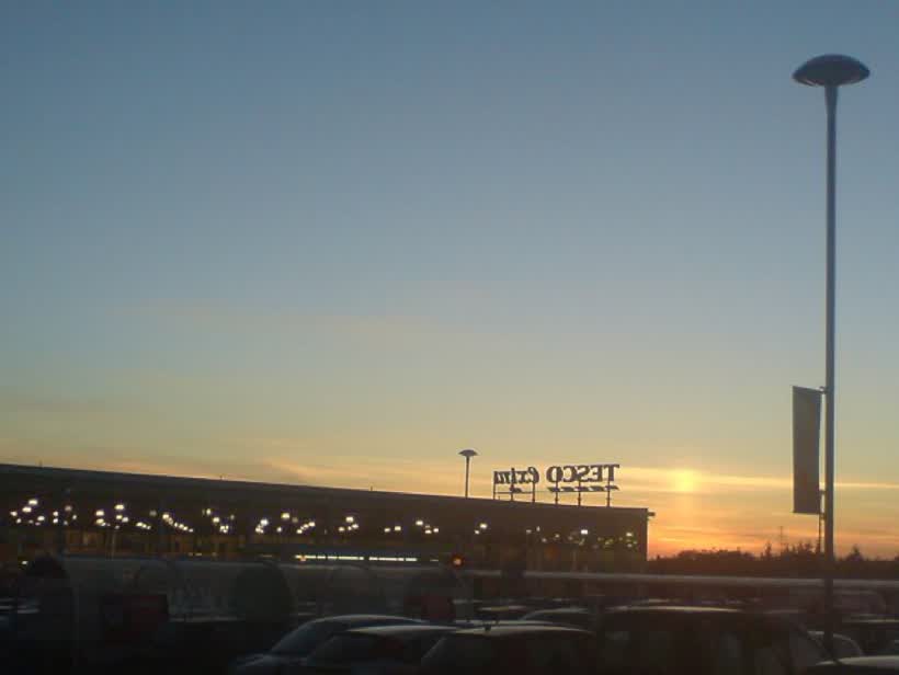 Sunset over supermarket The sun has just set over Tesco in Fforest-fach near Swansea., close to the Aldi on Pontarddulais Road, Swansea