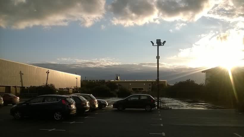 Evening showers over the retail parks, Purley Way, Croydon, close to the Aldi on Purley Way, Croydon