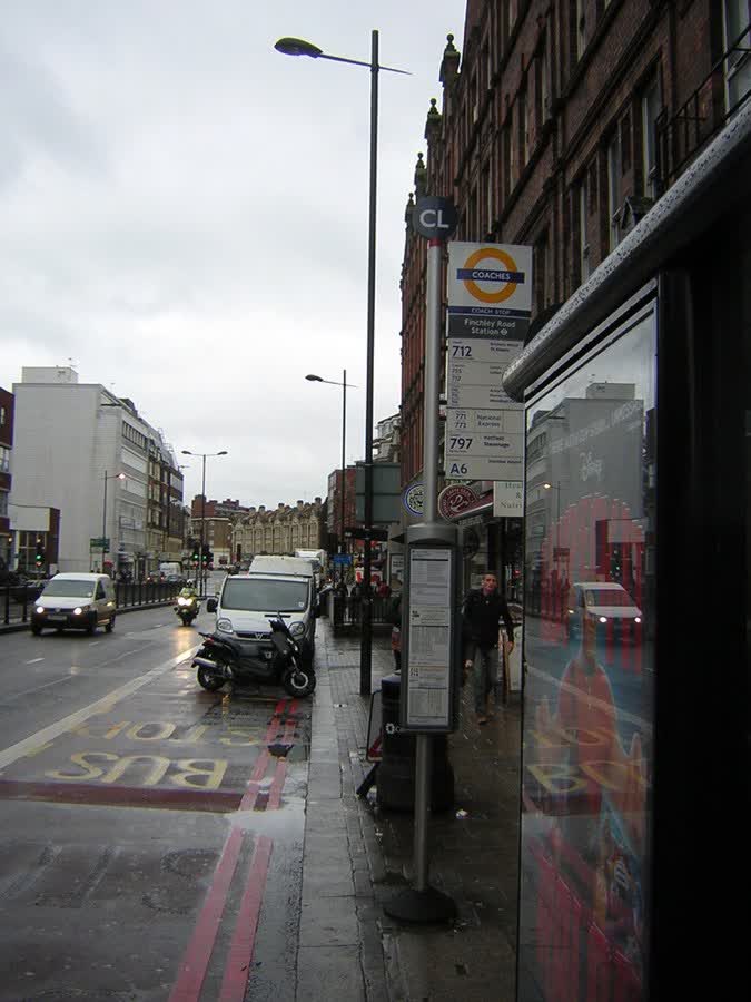 Coach stop, Finchley Road, close to the Aldi on Finchley Road, London