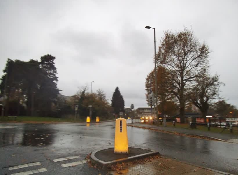 Monument Road at the junction of Oriental Road, close to the Aldi on Oriental Road, Woking
